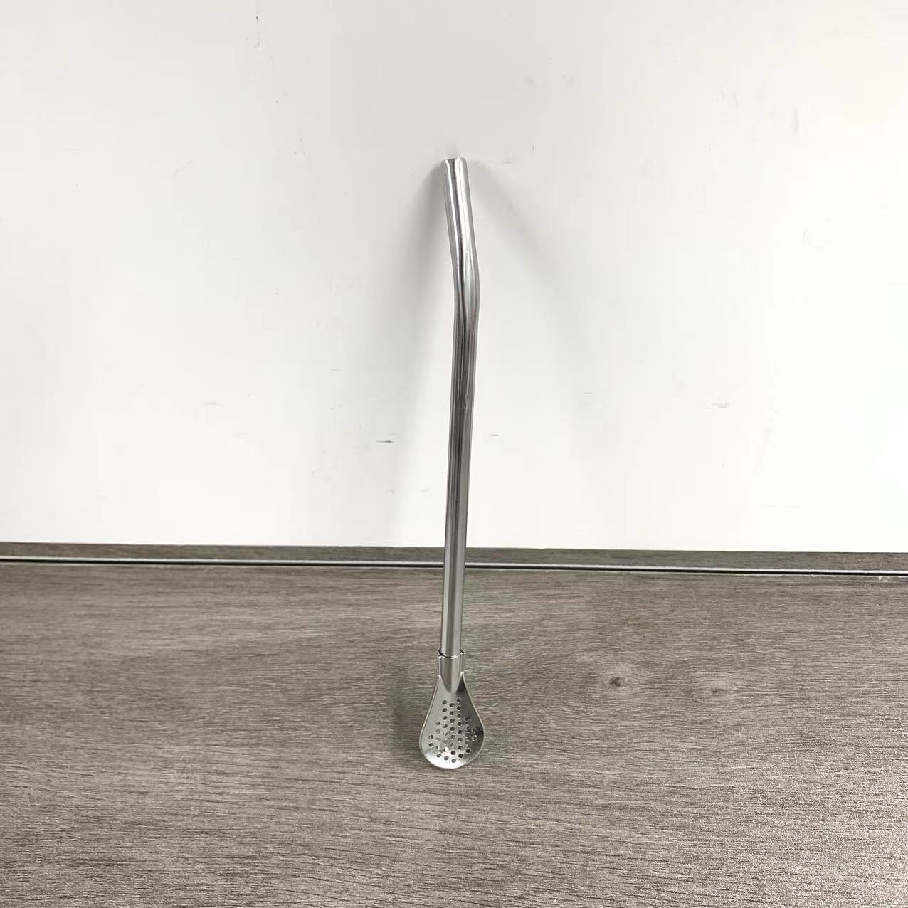 Cuchara de paja, té con leche de acero inoxidable, mezcla y filtración de café, protección del medio ambiente de doble uso, cuchara de metal grueso no desechable