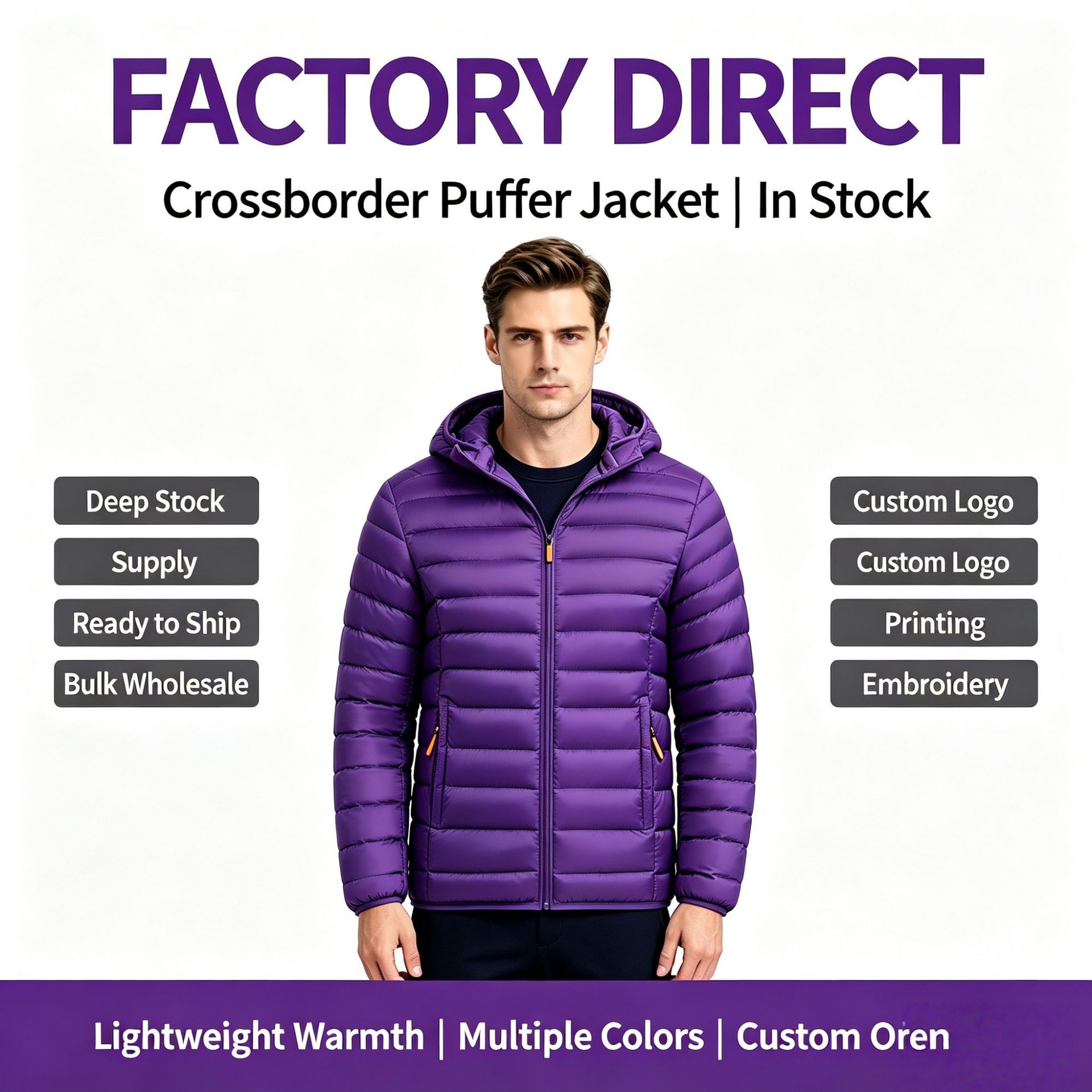 New winter men's cotton-padded jacket, ribbed cotton coat, warm hooded plus-size cotton coat, available for bulk purchase