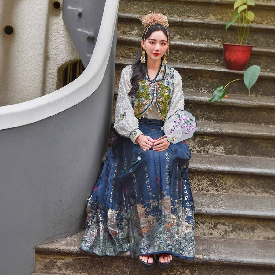 Новый комплект юбки Mamian в китайском стиле с тяжелой вышивкой Hanfu в стиле ретро, ​​сериала молодежной моды | Летняя горячая распродажа
