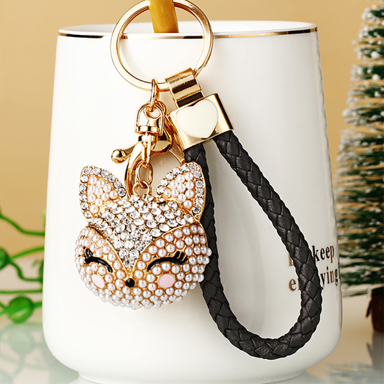 Cute Style Cute Animal Pu Leather Alloy Inlay Rhinestones Women's Keychain