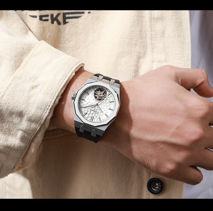 Durenwei Herren-Automatikuhr Tourbillon Stahlarmband