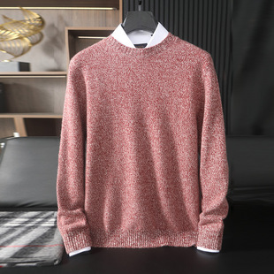 Autumn and Winter New 100 Pure Cashmere Men's Round Neck Floric Yarn Pullover Fashionable Loose Warm Sweater Knitted Sweater