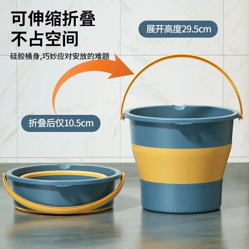 Handheld foldable big plastic bucket for home use for laundry, increased thickness