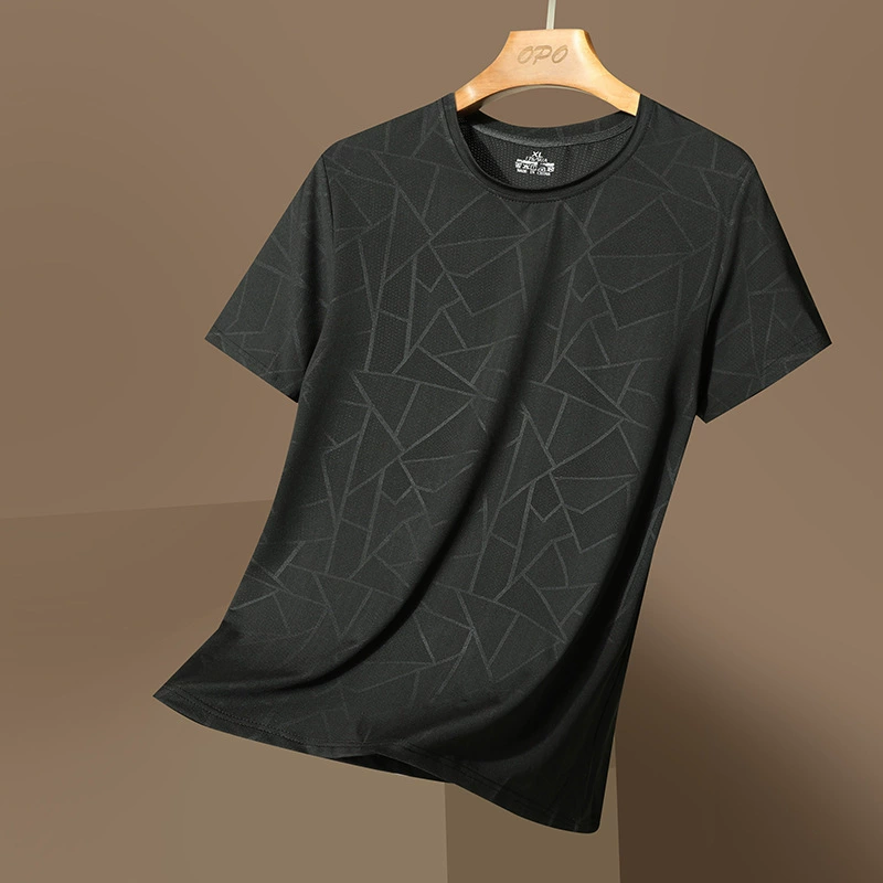 Футболка с короткими рукавами из ледяной шелк 2024 простой мужской летний тонкий спортивный быстрый сухой высококачественный футболка