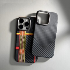 iPhone17ProMax用ケース ケブラーカーボンファイバーパターン マグネット式 Apple14 耐衝撃保護ケース16