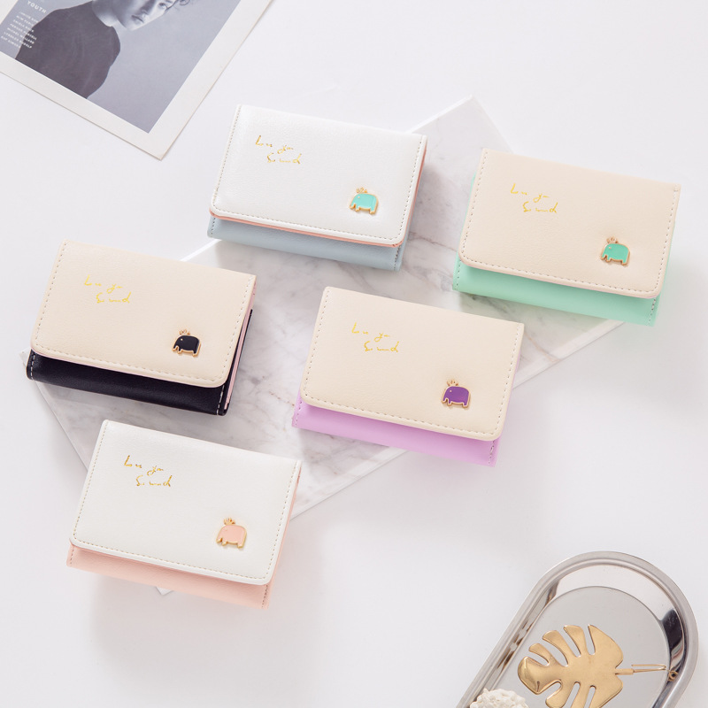 INS have cash less than that is registered in the accounts coin purse new pattern Korean Edition Small elephant printing Wallet practical lovely student Card package