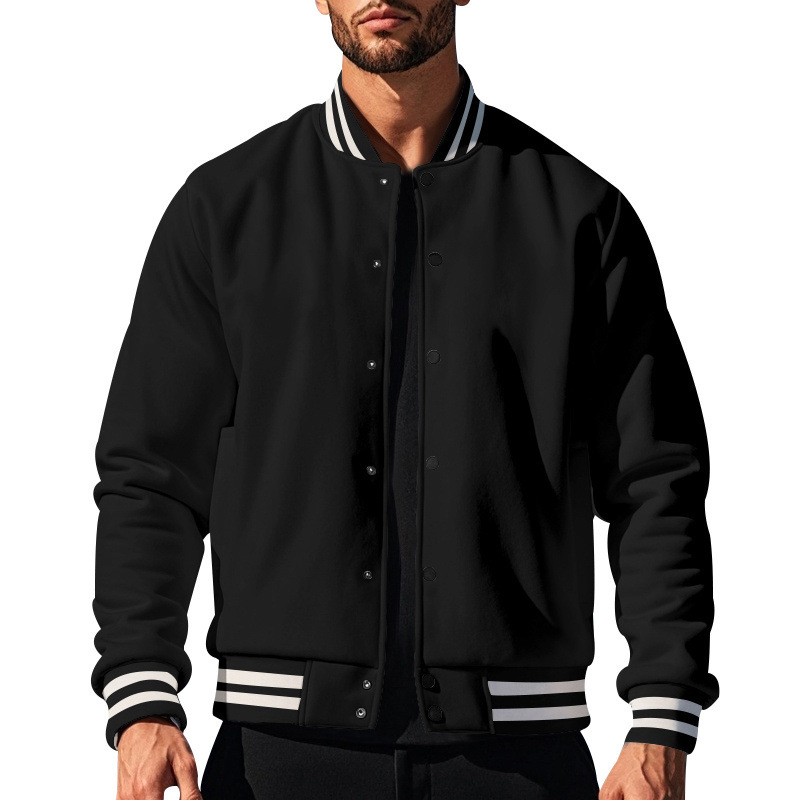 Nuevo transfronterizo europeo y americano Amazon TK otoño y invierno estilo americano pesado engrosado decoración de rayas de cuello de pie chaqueta deportiva casual