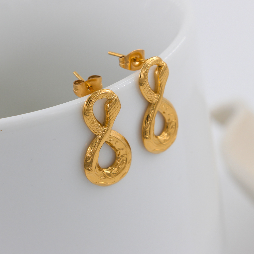 1 Pair Quantity 1 Pair Simple Style Infinity Snake Stainless Steel Plating Ear Studs