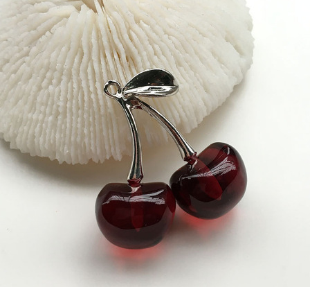 Patchwork Design 1 Piece Resin Cherry Pendant