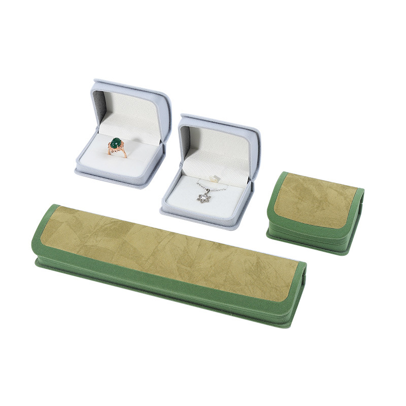Caja de joyería de doble color arco flocado caja de collar de anillo sensación alta caja de almacenamiento de pernos caja de embalaje de joyería