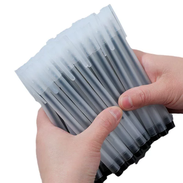 Frosted Transparent Small White Pen 0.5mm Gel Pen Office Signature Pen Needle Tube Ballpoint Pen Black Carbon Pen Stationery