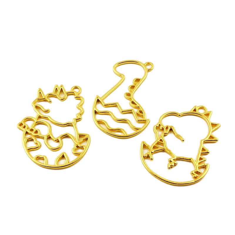 UV crystal dropping frame broken shell dinosaur monster hollow metal frame accessories