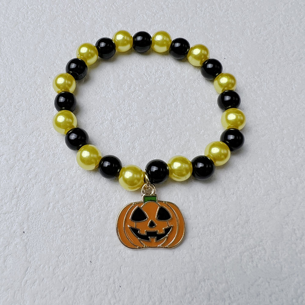 1 Piece Quantity Retro Pumpkin Cat Skull Arylic Beaded Bracelets Halloween Wholesale