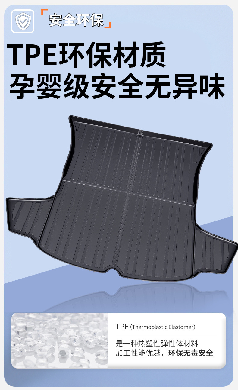 Suitable for Xiaomi SU7 original car one-piece molded three-dimensional high-edge eco-friendly TPE full-cover trunk mat