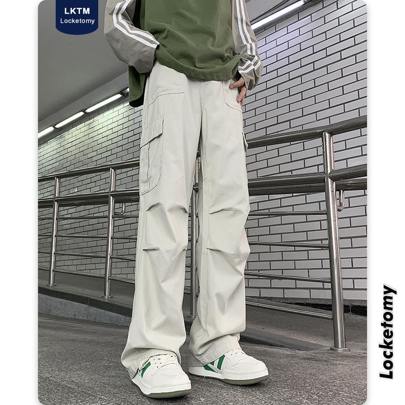 LKTM Men's Wear # Summer Thin Style American High Street Paracaidista Umbrella Pantalones rectos sueltos de pierna ancha de marca de moda para hombres