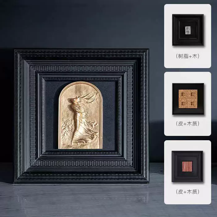 轻奢中式现代样板间展示柜陈列搭配装饰艺术皮革鎏金布艺挂画装饰