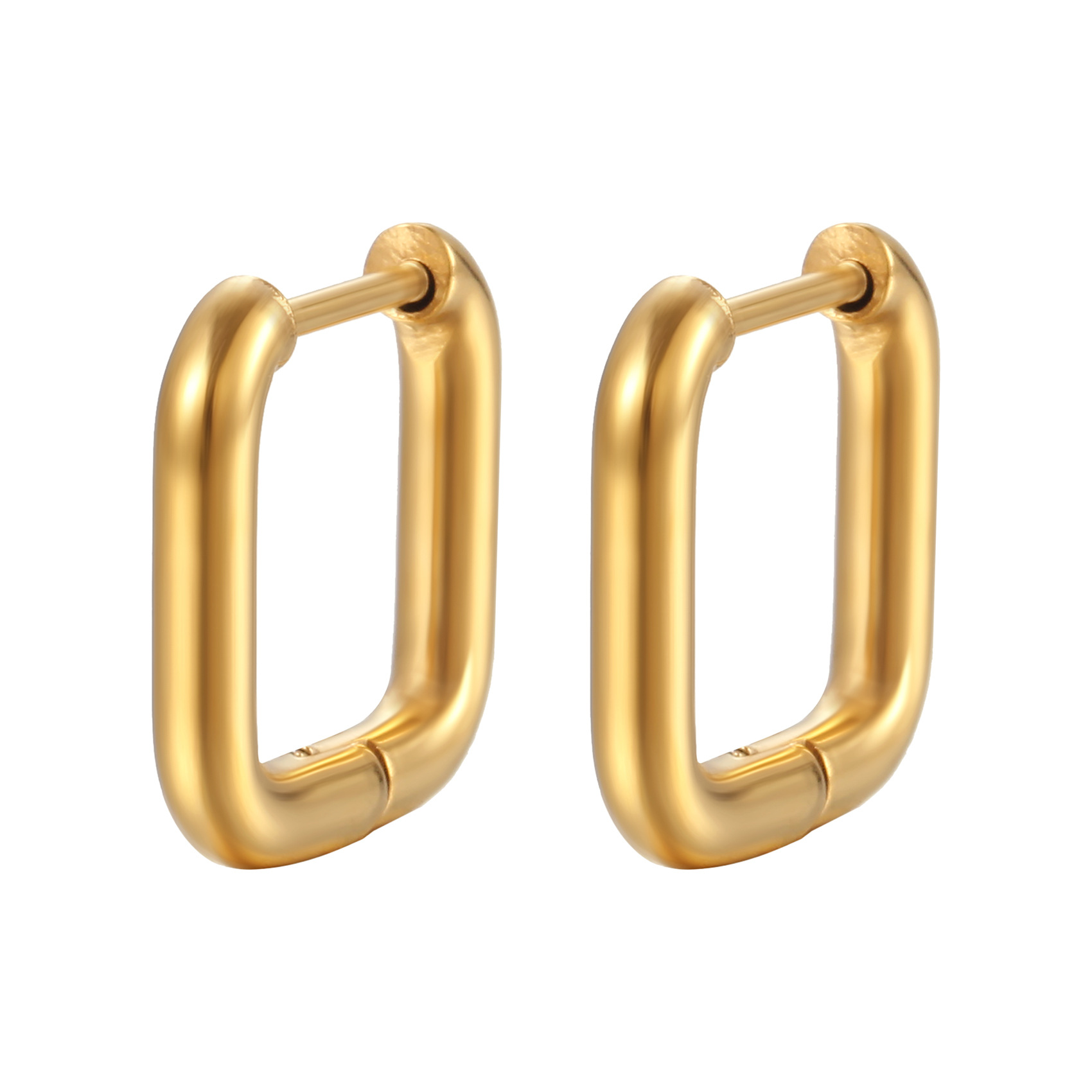 201 Stainless Steel Material Square Pattern PVD Coated 18K Gold Real Gold Plated Square 201 Stainless Steel Simple Style Waterproof Non Tarnish Earrings