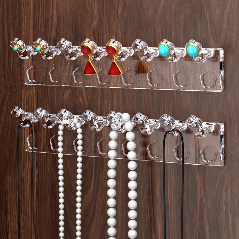 Jewelry Storage Rack Behind the Mirror Cabinet Door, Wall-Mounted Anti-Tangle Hook for Necklaces, Bracelets, Ear Studs, Earrings, and Jewelry Display Rack