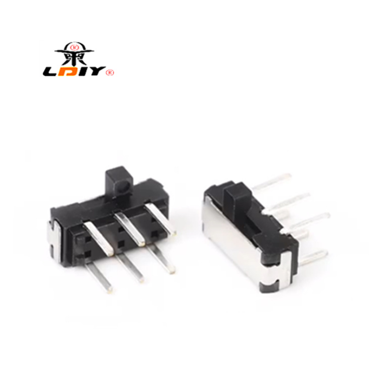 厂家微型侧拨开关  脚柄成90度 3脚三脚直插波动开关