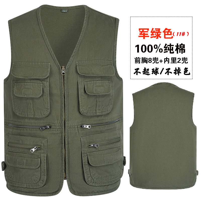 Exportación de comercio exterior chaleco negro de primavera y otoño para hombres con logotipo de impresión de bolsillo al por mayor de 300 jin chaleco clip