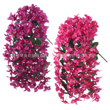新款12叉仿真三角梅婚庆壁挂跨境亚马逊爆款吊兰装饰花绢花批发