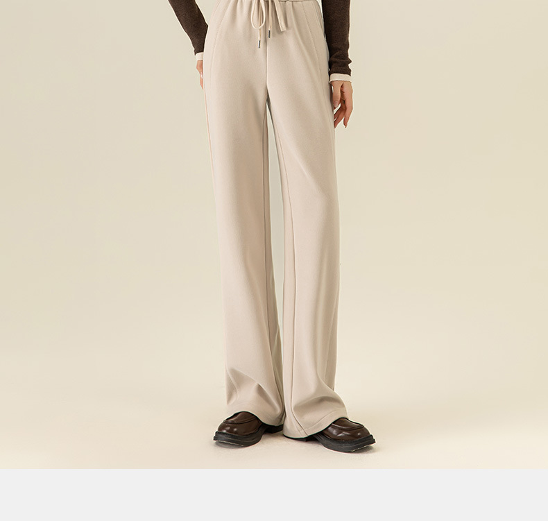 Quần culottes nữ ống rộng lưng thun dáng suông mềm mại — Màu be chi tiết 5