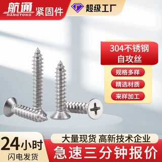 跨境厂家304不锈钢自攻螺丝钉十字槽平头自攻螺丝钉尖尾沉头螺钉
