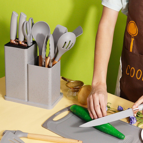 Factory silicone spatula and spoon 19-piece set non-stick silicone spatula and knives light luxury silicone kitchenware set wholesale