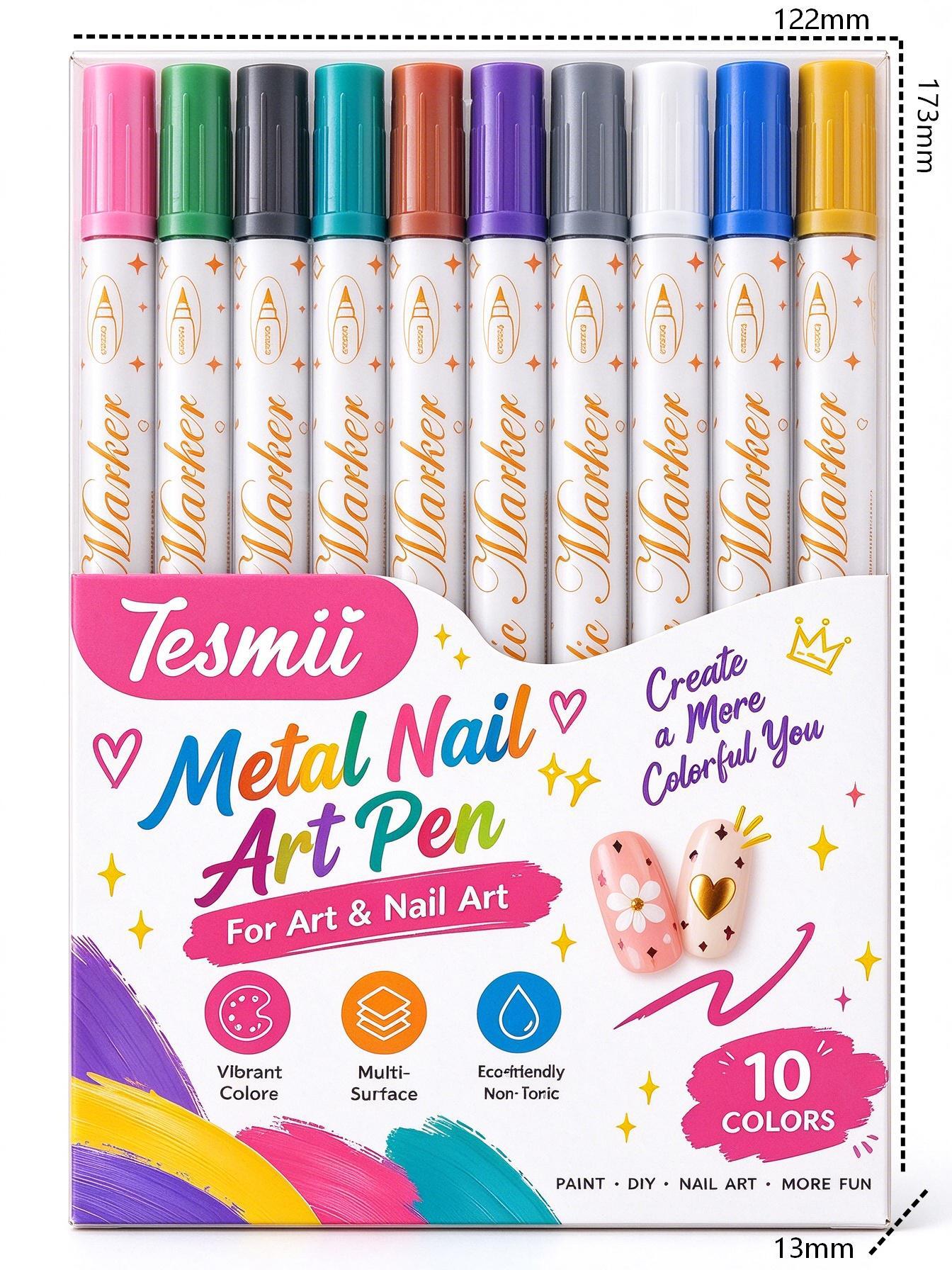 Wholesale Dual-tip Metal Marker Set Acrylic Paint Markers Professional Nail Art Drawing Pens