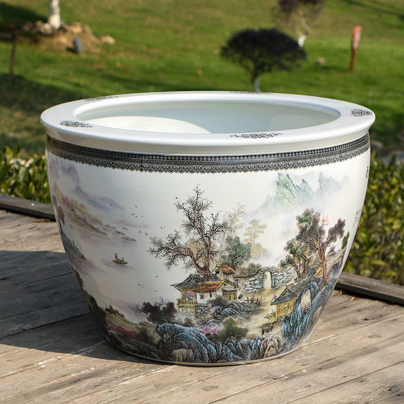 Керамический аквариум для золотых рыбок Цзиндэчжэнь для выращивания горшков с лотосом и водяной лилией, аквариум для черепах и кои, очень большой аквариум для двора и гостиной.