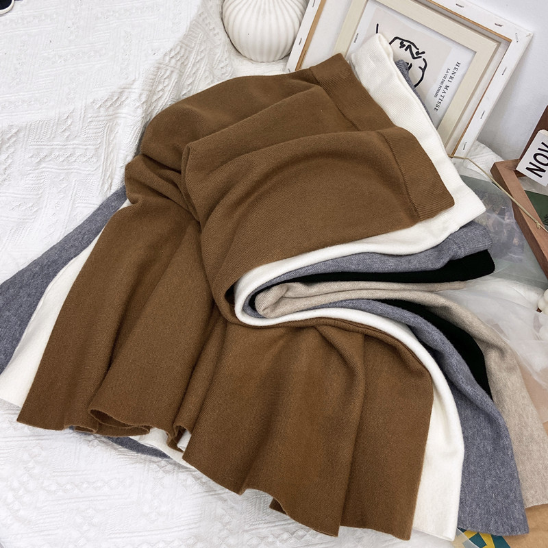 GraceChic Orta Boy Örme Denizkızı Etek Kadınlar İçin 2023 Sonbahar Kış Fransız Retro Çok Yönlü Yüksek Bel Dar Kesim Zarif Yarım Etek_voghion.com