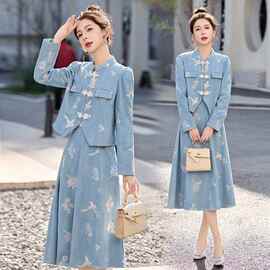 2026春季新款重工刺绣新中式G风流行的漂亮半身裙两件套套装