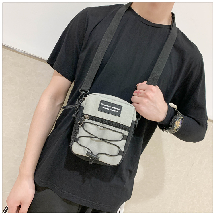 67g Weight Zipper Closure Type Single Shoulder Strap Strap Type Crossbody Bag Bags Type Nylon Material Letter Pattern Streetwear Style Square Shape Khaki, Light Grey, White, Black Color Small Size Small Nylon Letter Streetwear Square Zipper Crossbody Bag 20