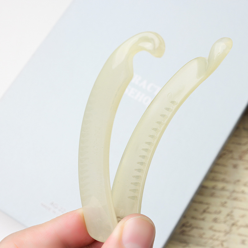 韓国のシンプルなブラウンバナナクリップ、女性用ポニーテールクリップ、後頭部用の大きな縦型クリップ、ツイストクリップ、ヘアピン|undefined