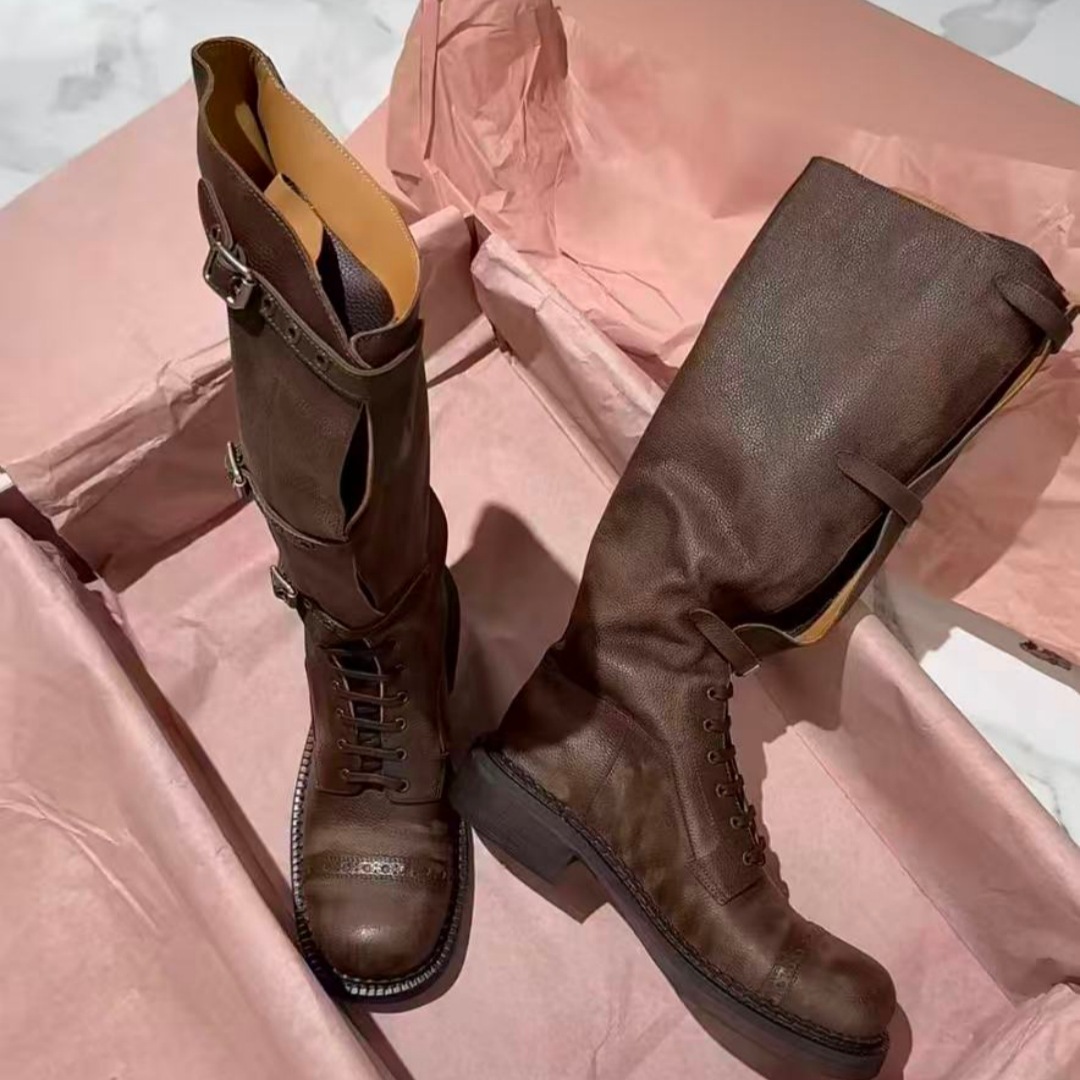 Miu Miaojia mu2025 high-top knight boots for women