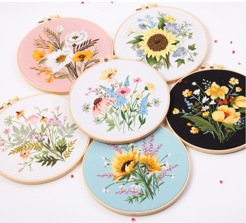 Flower Pattern Casual Style Embroidery Semi-finished Handmade Cross