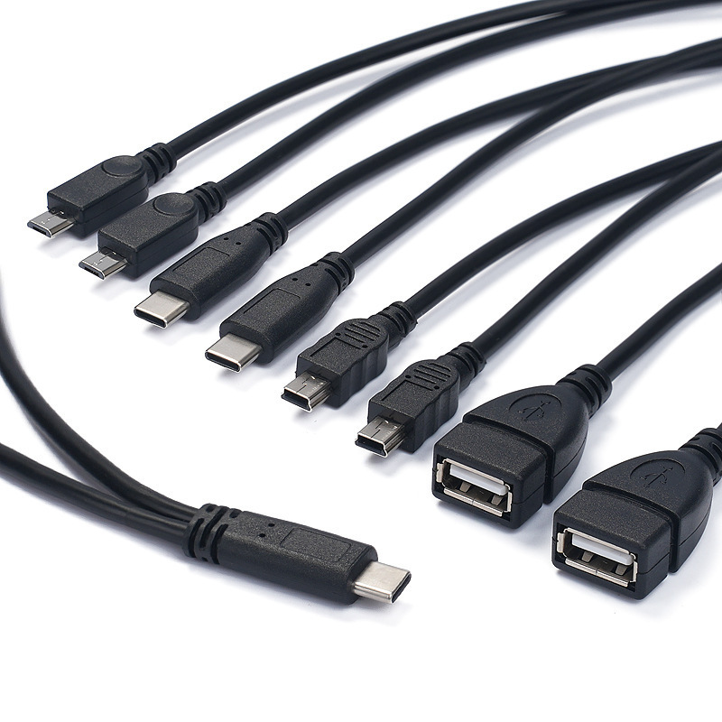 USB Charging Cable Type-C Male to 2 USB One-Point-Two 3A Mobile Phone Tablet Fast Charging