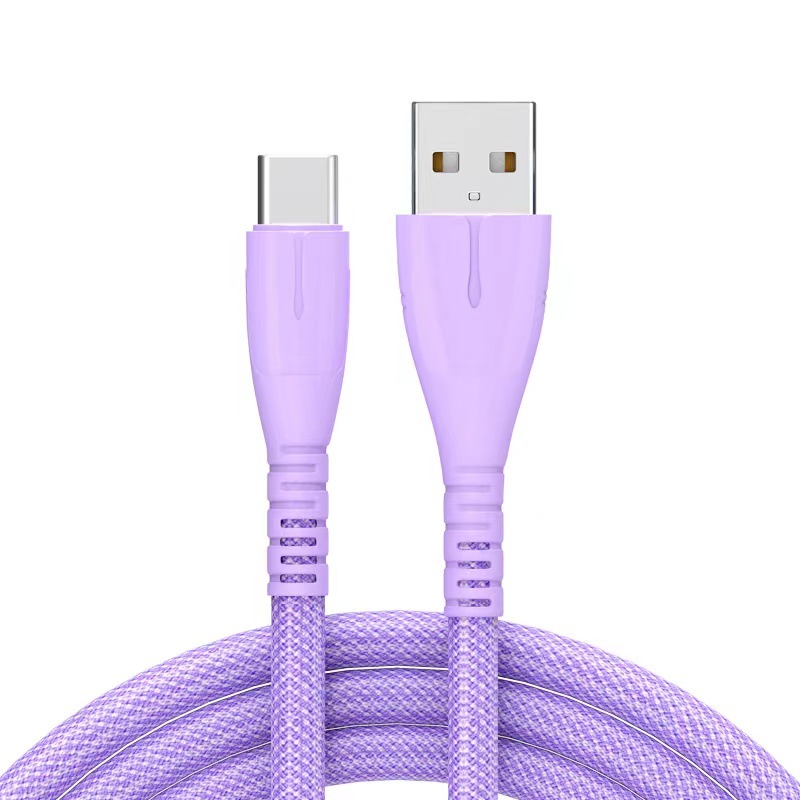 3A wholesale cross-border new model with indicator light fast charging QC3.0 charging cable, nylon braided USB mobile phone data cable pic 4