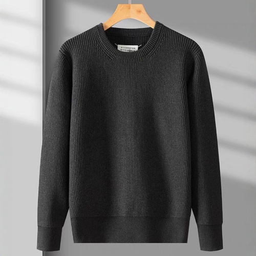 Grey and black round neck loose sleeveless cotton yarn knit sweater for men and women from the Ma family, suitable for autumn and winter leisure.