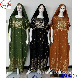 New African cotton print plus size wide body clothes with scarf suit oversize Robe Dress