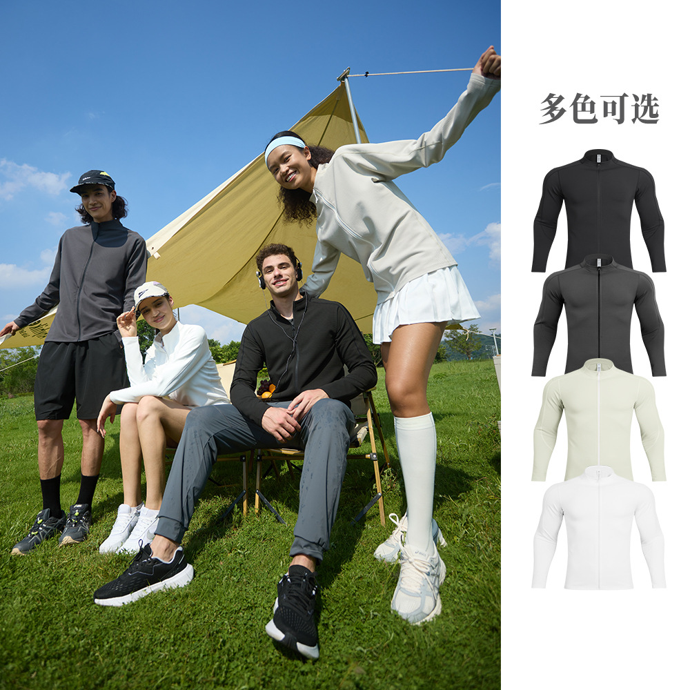 Chaqueta deportiva al aire libre de otoño y invierno para hombres y mujeres, chaqueta de secado rápido transpirable con cuello de vello, ropa de ejercicio de mangas largas para montar en bicicleta