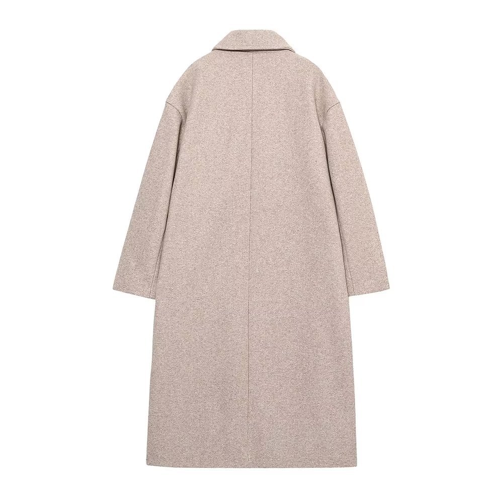 Women Autumn Winter Thick Long Coats Vintage V Neck Long Sleeve Pockets Jackets Fashion 2023 Elegant Female Coats_voghion.com