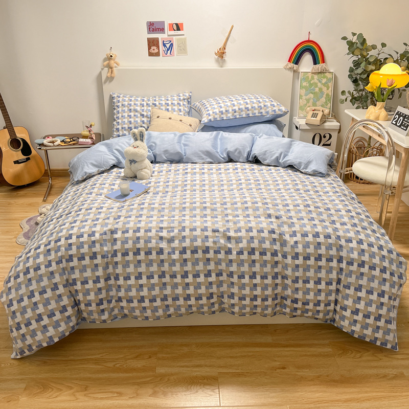 Algodón de cuatro piezas de ropa de cama de algodón 2025, nuevo edredón de flores frescas, sábanas de dormitorio de tres piezas de cuatro estaciones