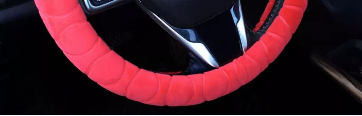 Car Steering Wheel Cover Plush Handlebar Cover Long and Short Plush Autumn and Winter Three-Piece Set Unisex Warm and Non-Slip