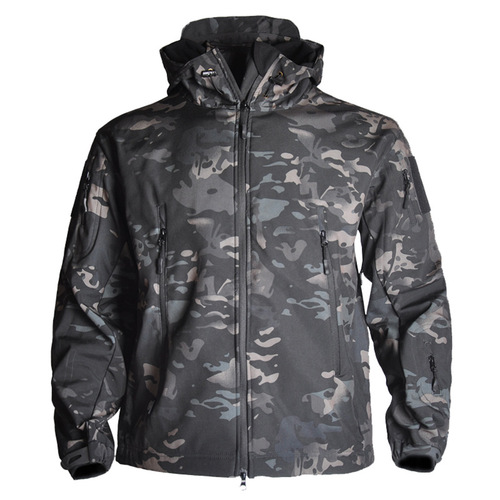 Wholesale Hanyang Shark Skin Soft Shell Camouflage Jacket Fleece Thickened Tactical Hooded Cross-border Agency 