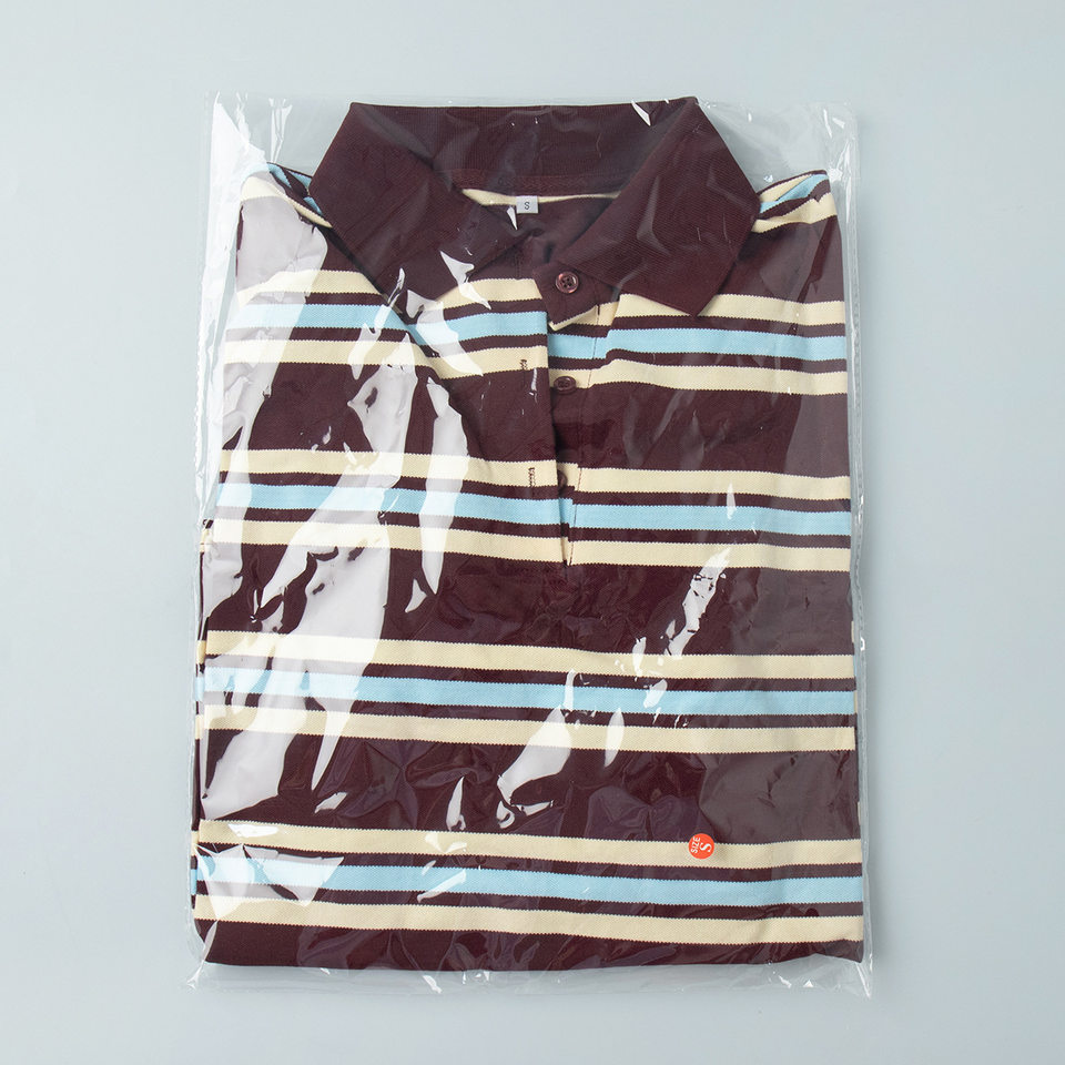 Áo thun nữ sọc dài tay cổ polo dáng rộng phong cách retro — hồng, màu nâu, nâu sẫm, quần kaki chi tiết 29