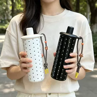 波点系列保温杯大容量女高颜值便携车载办公吸管水杯保冷礼物杯