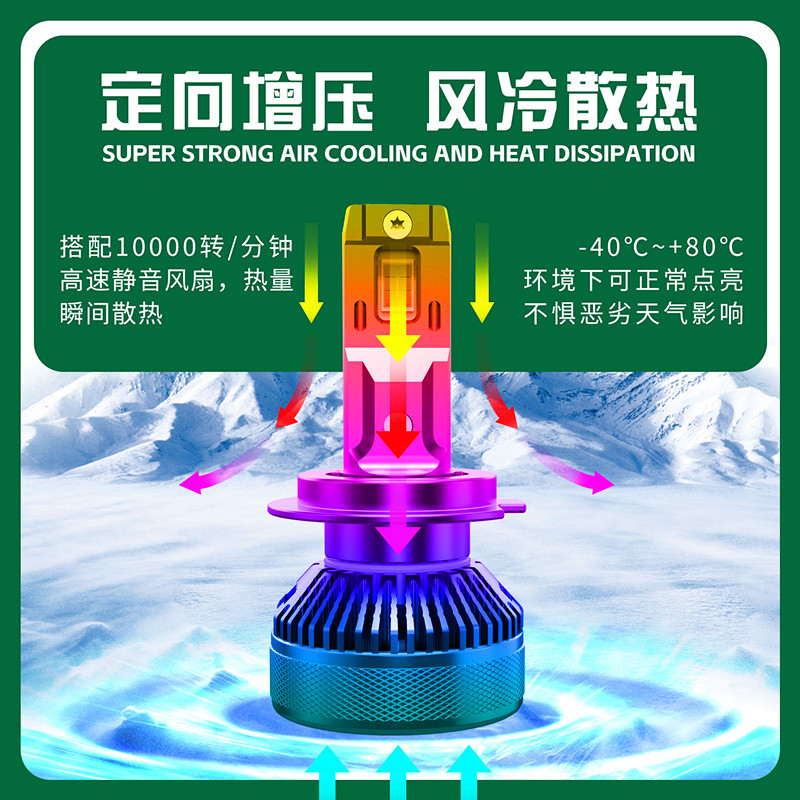 Faros LED para automóviles tubo de cobre doble 68W de alta potencia k18 H4