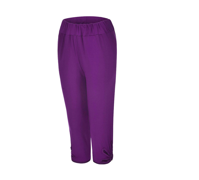 Women's Large Size Hollow Out Leggings Slim-Fit Seag Cropped Pants Solid Color Yoga Pants Women's Spot