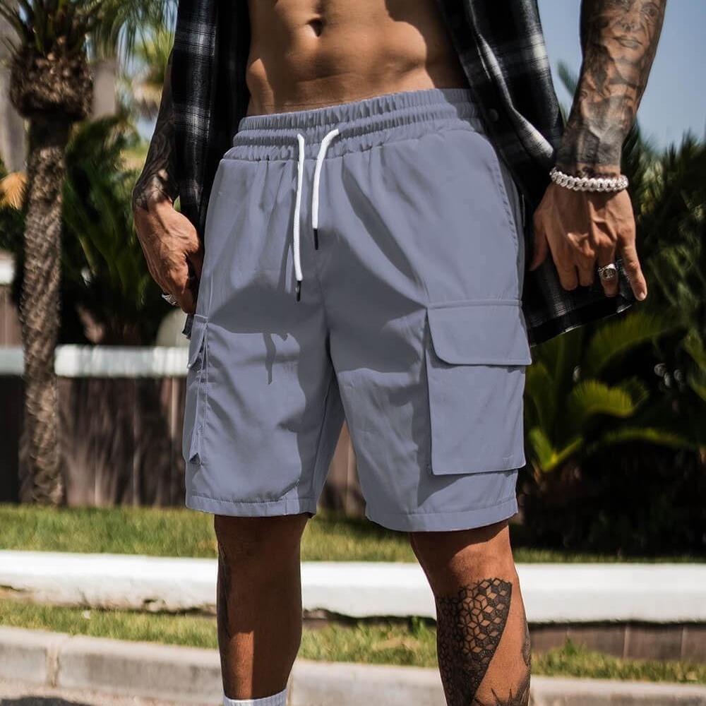 Pantalones cortos casuales deportivos de los hombres locos pantalones cortos de verano ropa de trabajo suelta de gran bolsillo de secado rápido transfronterizo más tamaño corto